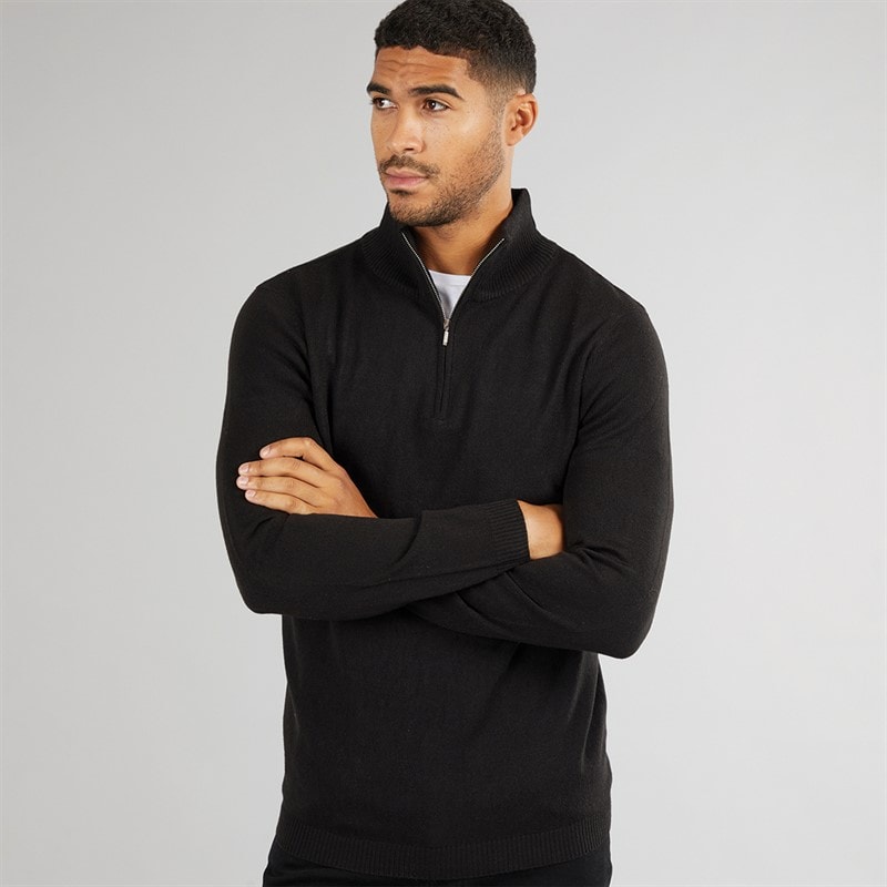 Avant Garde Mens Dagenham 1/4 Zip Jumper Black