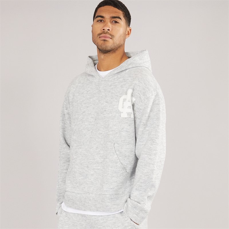 Avant Garde Mens AG Brushed Knit Hoodie Light Grey Marl