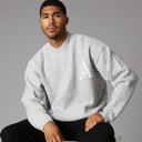 Mens Hearts Knitted Crew Neck Jumper Light Grey Marl