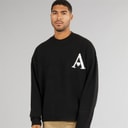 Mens Hearts Knitted Crew Neck Jumper Black