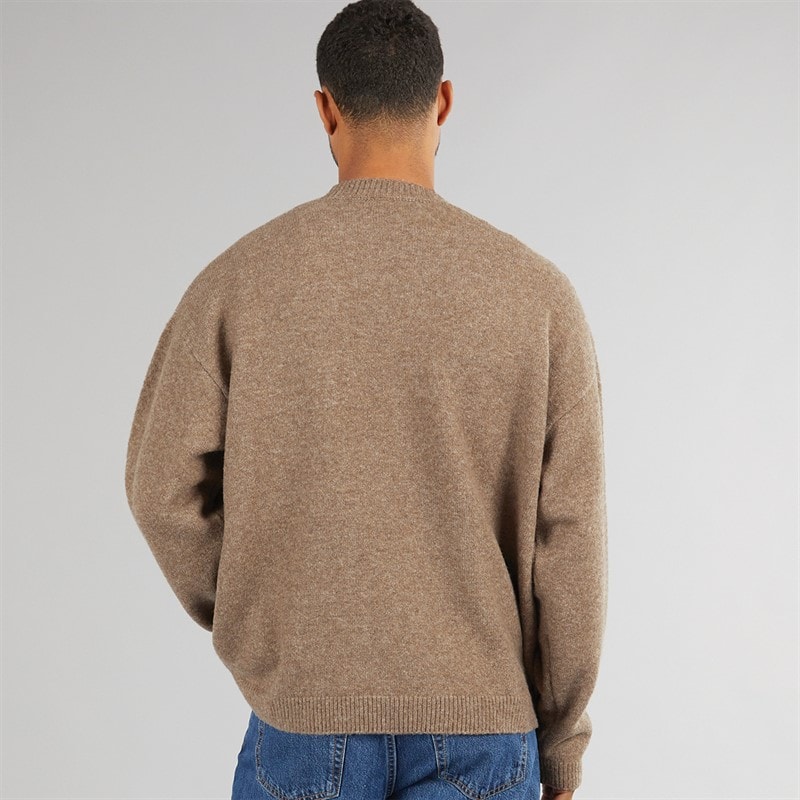 Mens Hearts Knitted Crew Neck Jumper Mink - Image 2
