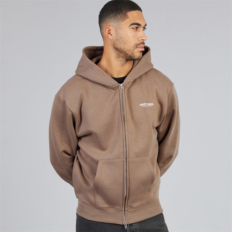 Mens Zip Hoodie Mink - Image 3