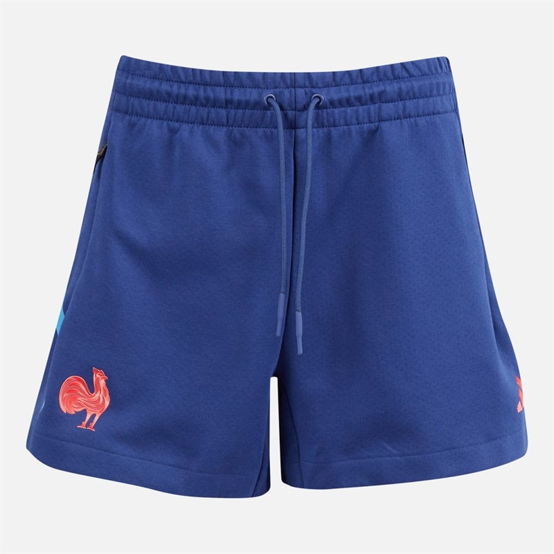 adidas Womens FFR France Rugby Z.N.E. Travel Shorts Dark Blue