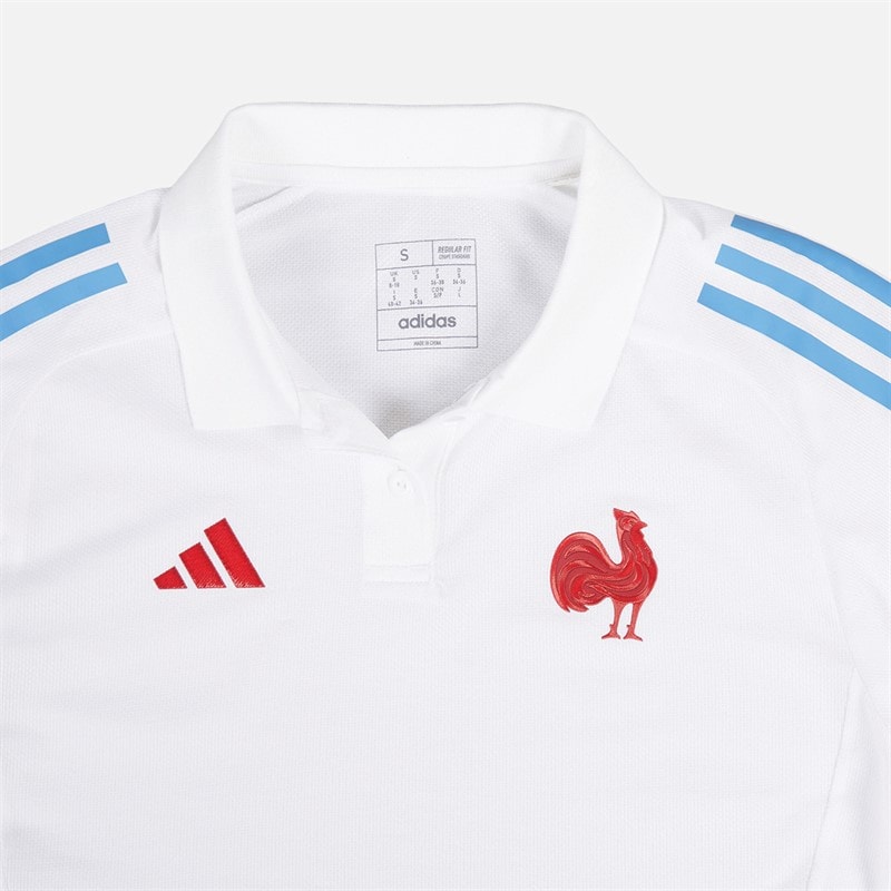 Womens FFR France Rugby Training Polo White - Image 4