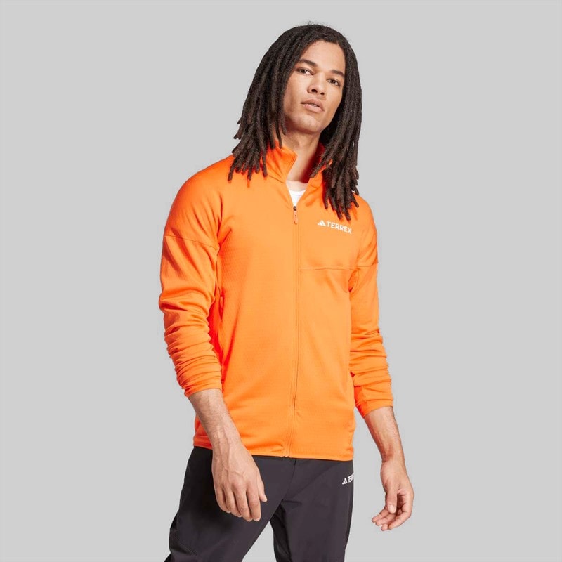 Mens Terrex Xperior Climawarm Full Zip Fleece Jacket Semi Impact Orange - Image 4