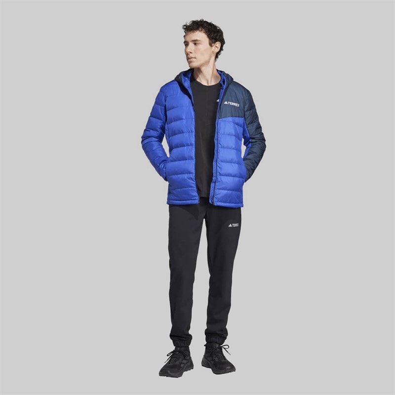 Mens Terrex Light Down Hooded Jacket Semi Lucid Blue/Aurora Ink - Image 5