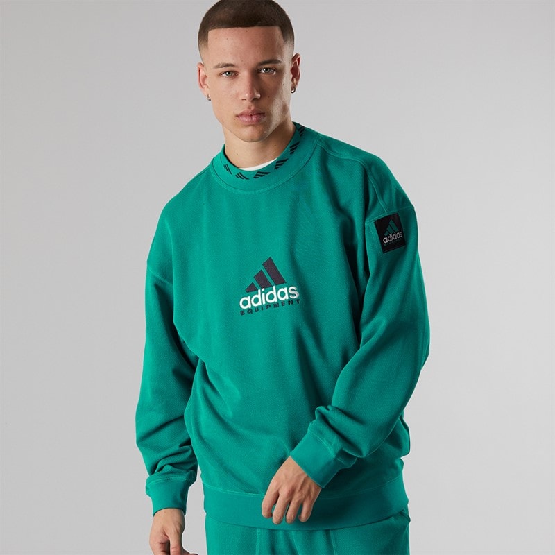 adidas Originals Mens EQT Reflective Crew Neck Sweatshirt Equipment Green