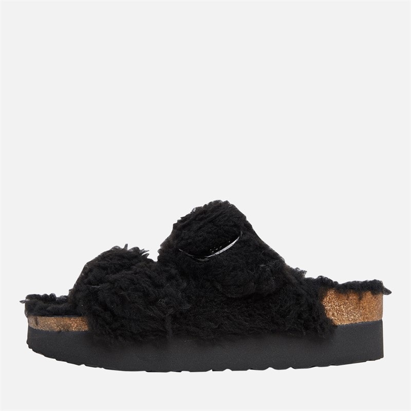 Birkenstock Womens Arizona Big Buckle Platform Dual Strap Sandals Black