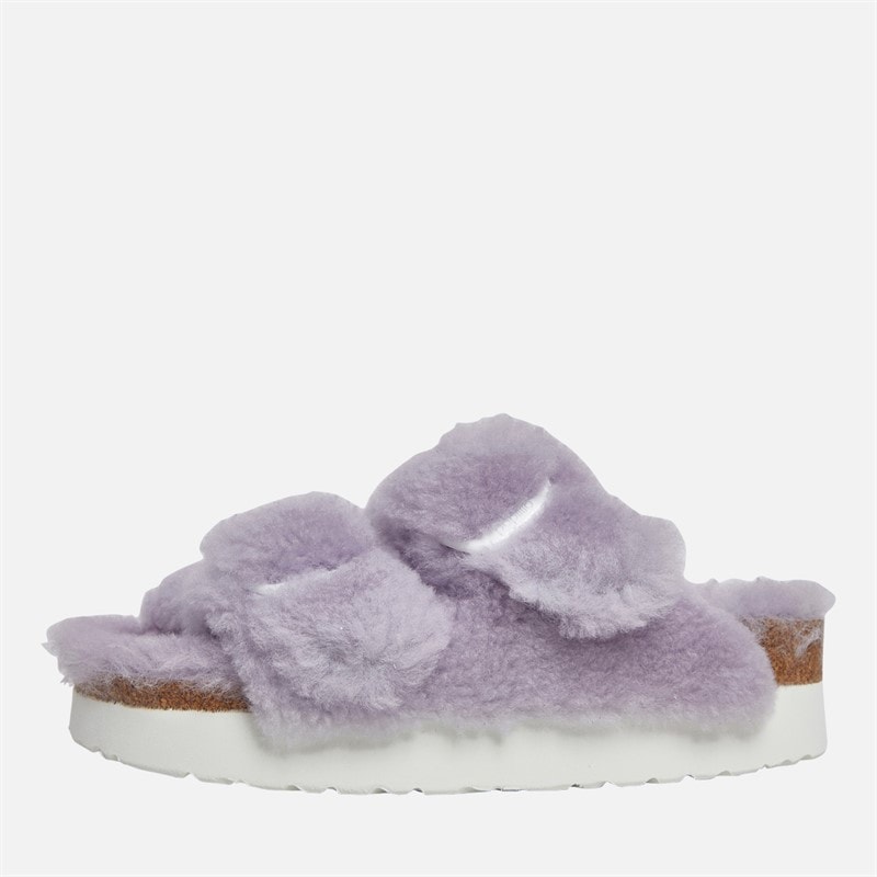 Birkenstock Womens Arizona Big Buckle Platform Dual Strap Sandals Purple Fog