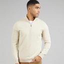 Mens 1/4 Zip Knit Jumper Oatmeal