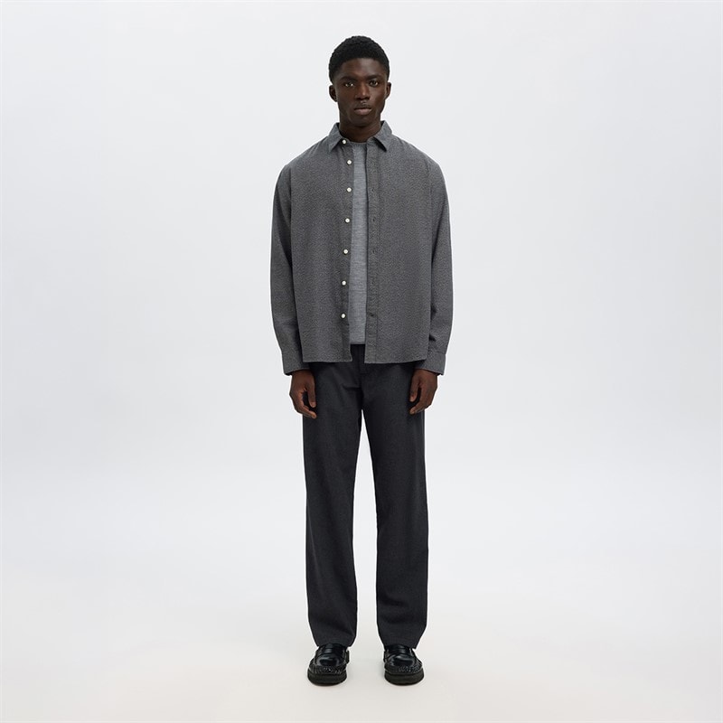 Mens Claus Noah Brush Twist Shirt Grey Grey Flannel - Image 2