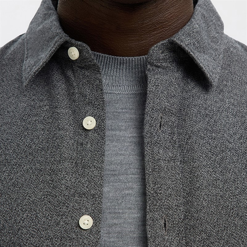 Mens Claus Noah Brush Twist Shirt Grey Grey Flannel - Image 4