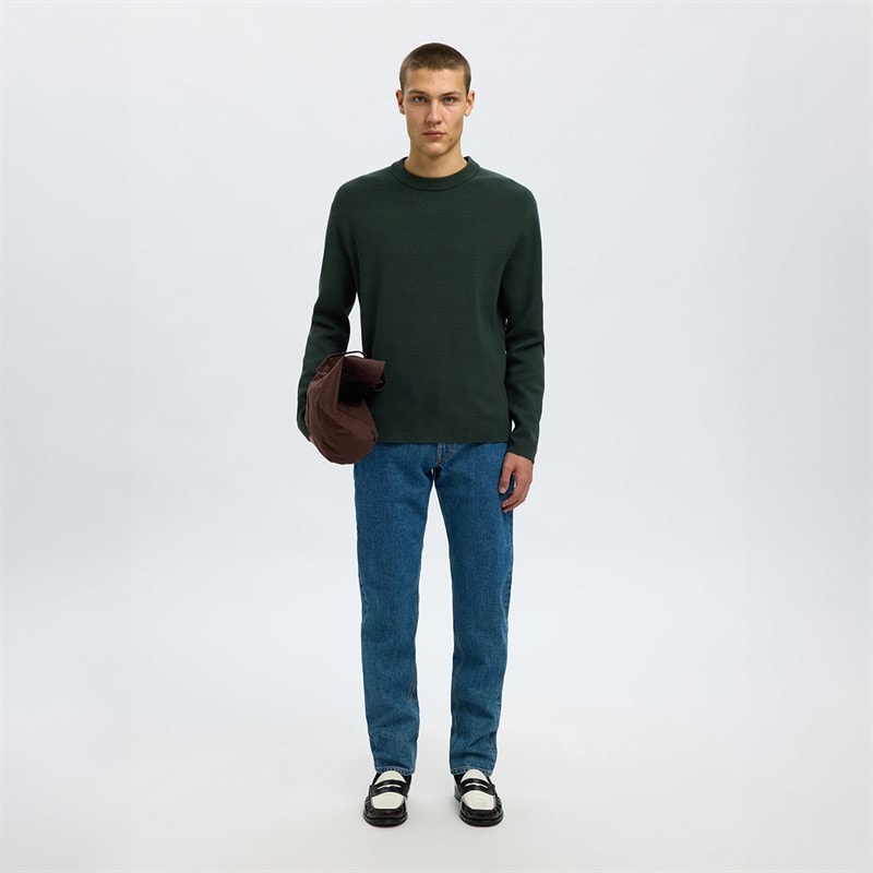 Mens Teller Crew Neck Jumper Deep Forest - Image 2