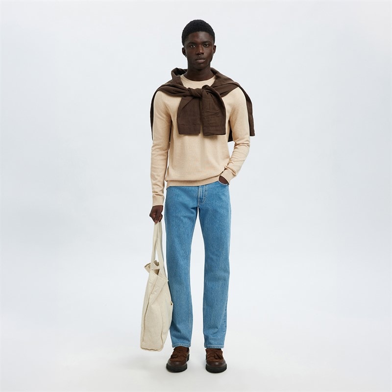 Mens Berg Crew Neck Jumper Oatmeal - Image 2
