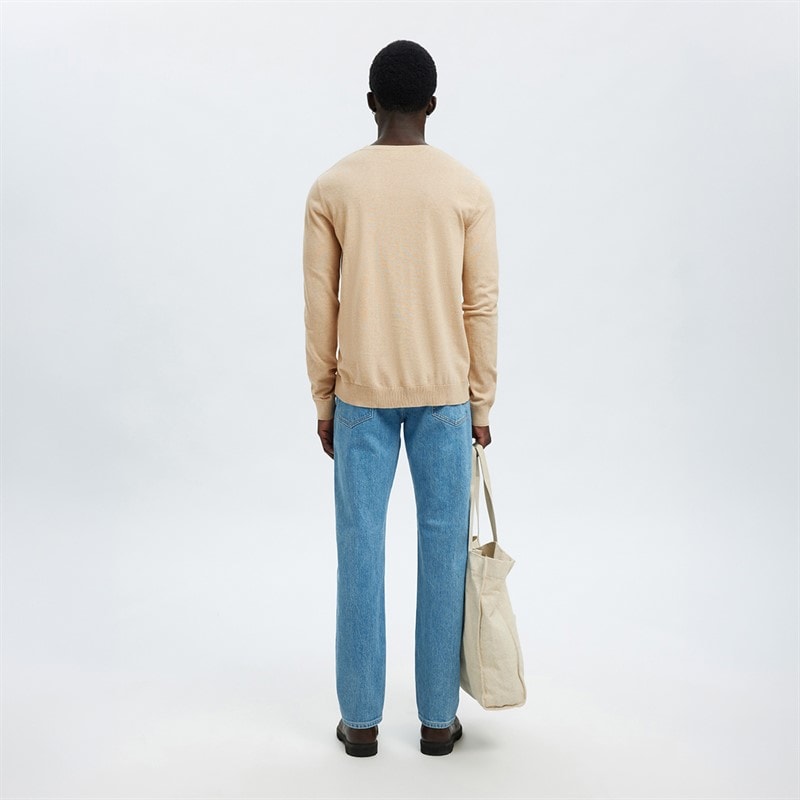 Mens Berg Crew Neck Jumper Oatmeal - Image 3