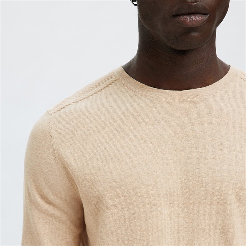 Mens Berg Crew Neck Jumper Oatmeal - Image 4