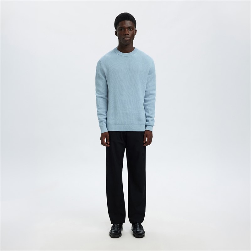 Mens Dane Crew Neck Jumper Dusty Blue - Image 2