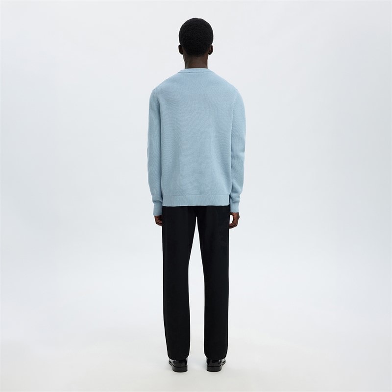 Mens Dane Crew Neck Jumper Dusty Blue - Image 3