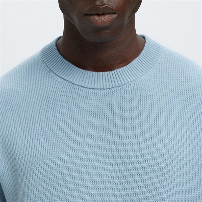 Mens Dane Crew Neck Jumper Dusty Blue - Image 4