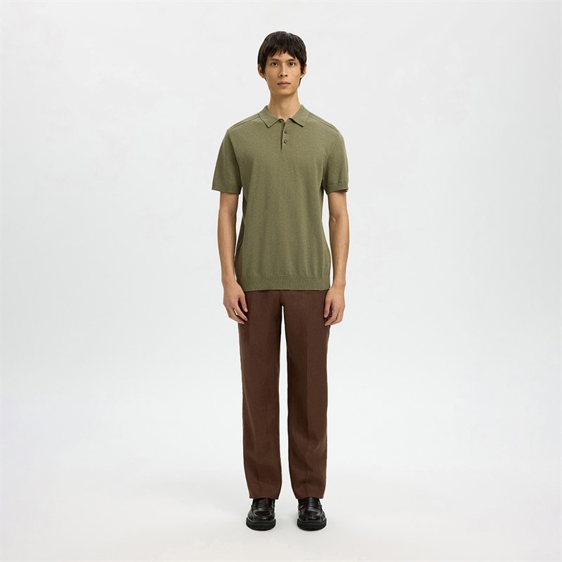 Mens Berg Knit Polo Shirt Deep Lichen Green - Image 2