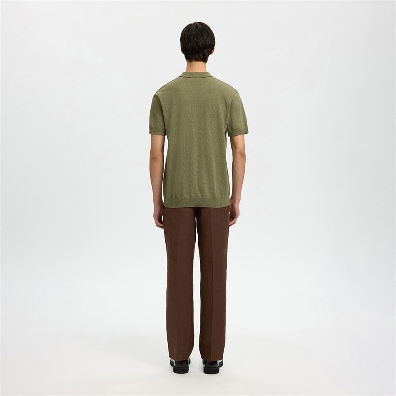 Mens Berg Knit Polo Shirt Deep Lichen Green - Image 3