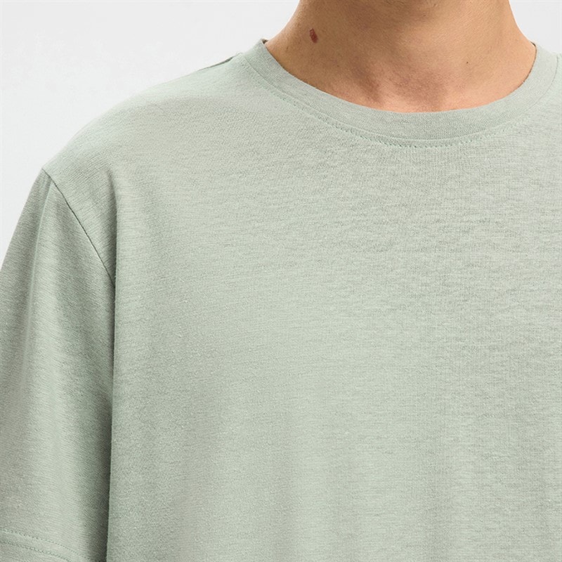 Mens Adam Linen Blend T-Shirt Aqua Gray - Image 4