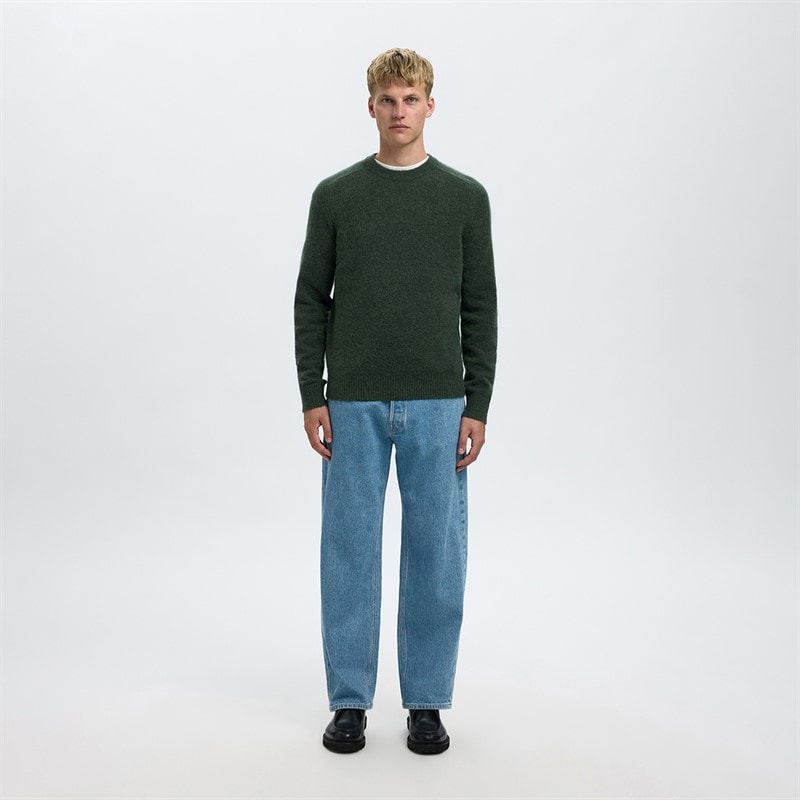 Mens Rai Crew Neck Jumper Deep Forest - Image 2