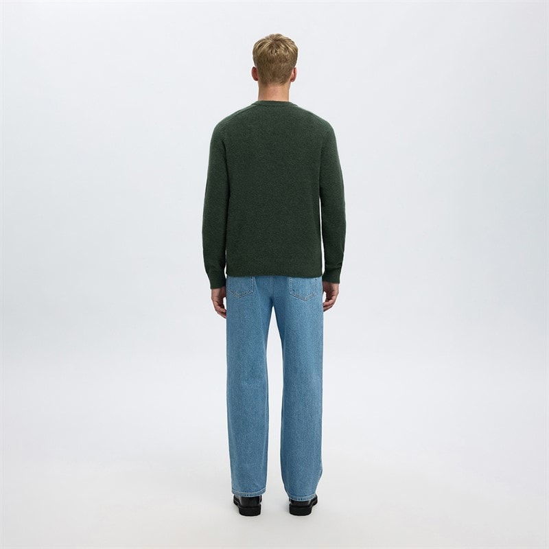 Mens Rai Crew Neck Jumper Deep Forest - Image 3