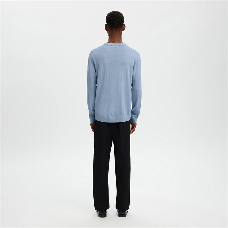Mens Tray Merino Crew Neck Jumper Dusty Blue - Image 3
