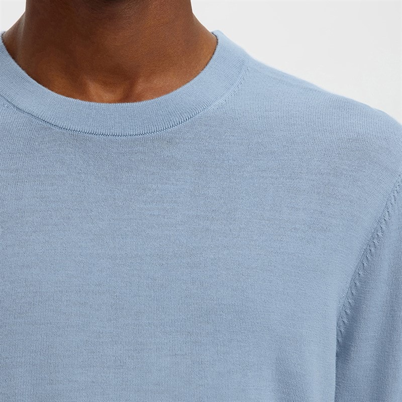 Mens Tray Merino Crew Neck Jumper Dusty Blue - Image 4