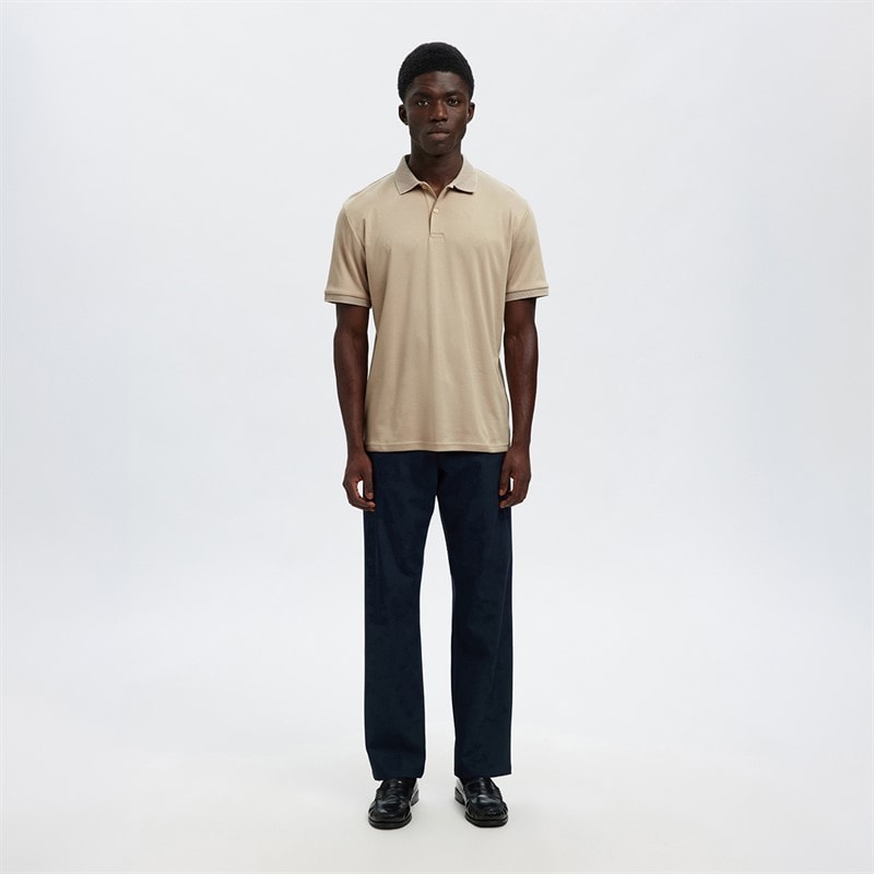 Mens Fave Button Polo Shirt Oatmeal - Image 2