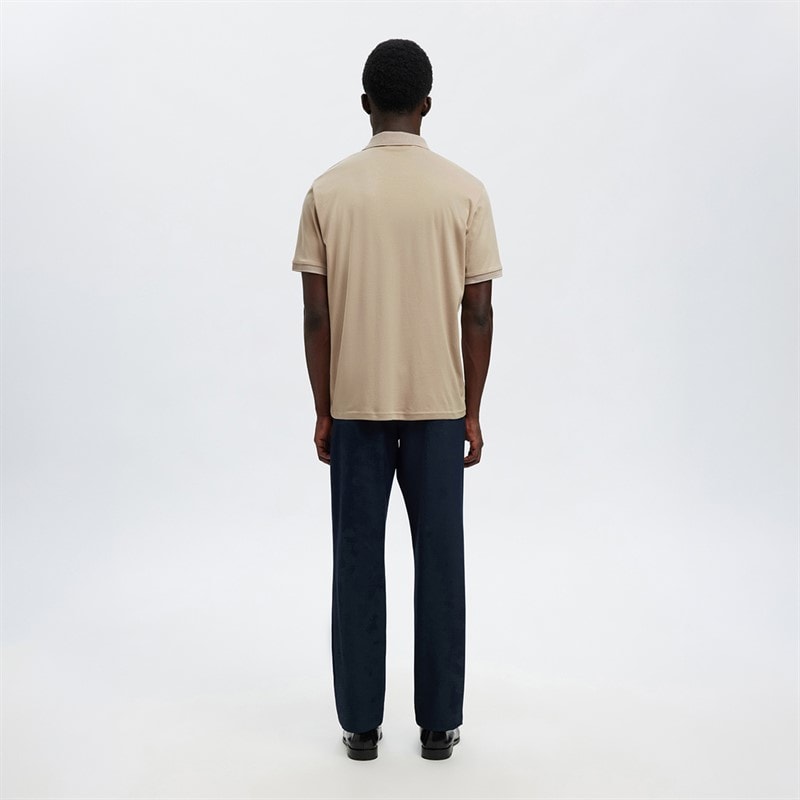 Mens Fave Button Polo Shirt Oatmeal - Image 3