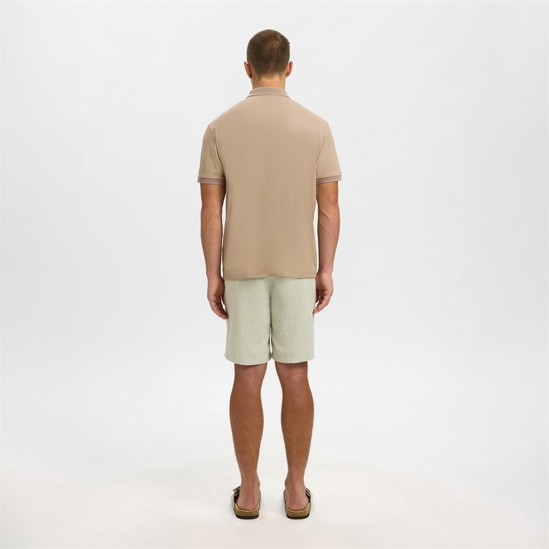 Mens Fave Zip Polo Shirt Savannah Tan - Image 3