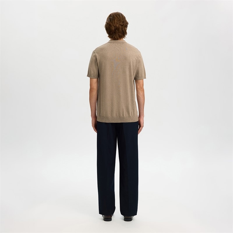 Mens Berg Knit Polo Shirt Savannah Tan - Image 3