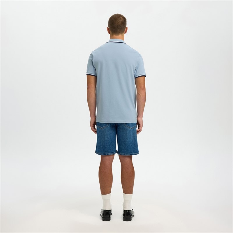 Mens Slim Atlas Polo Shirt Dusty Blue - Image 3
