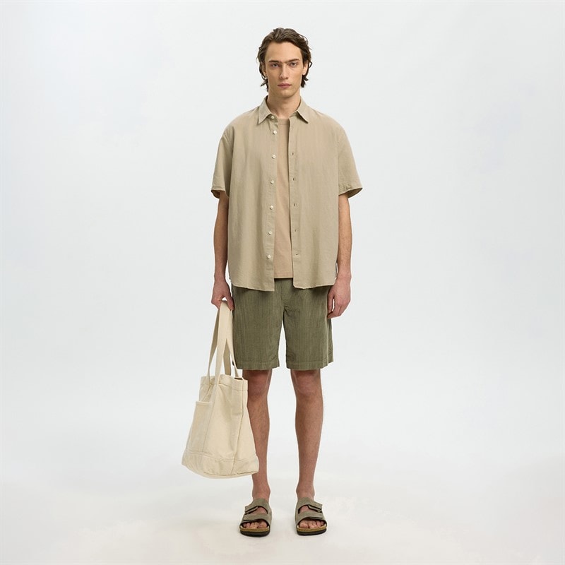 Mens Claus Clay Short Sleeve Linen Blend Shirt Pure Cashmere - Image 2