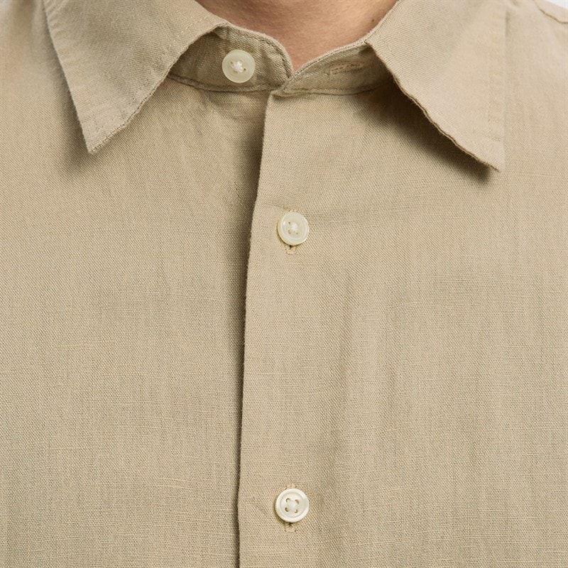 Mens Claus Clay Short Sleeve Linen Blend Shirt Pure Cashmere - Image 4