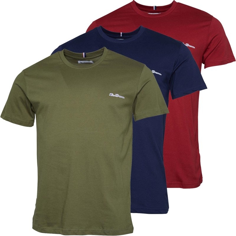 Mens Otto Three Pack T-Shirts Sea Turtle/Navy/Rhubarb - Image 1