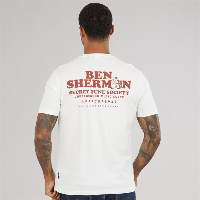Mens Secret Tune Society T-Shirt Ivory - Image 3