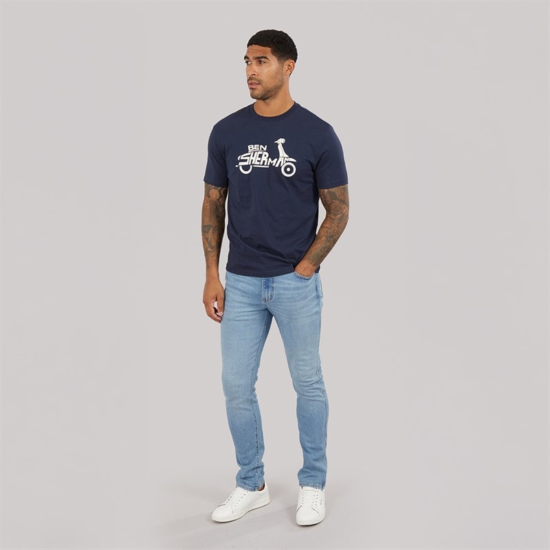 Mens Brand Scooter T-Shirt Dark Navy - Image 3