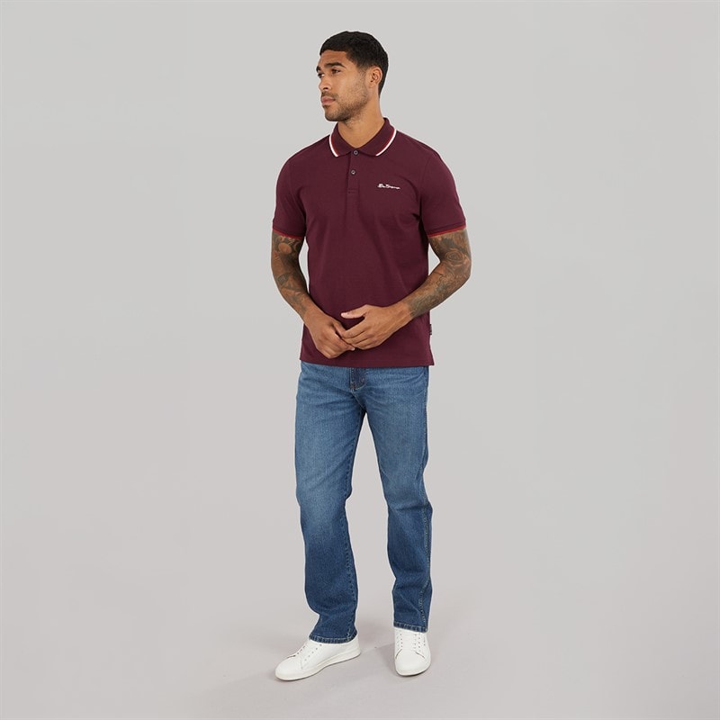 Mens Signature Pique Polo Dark Wine - Image 4