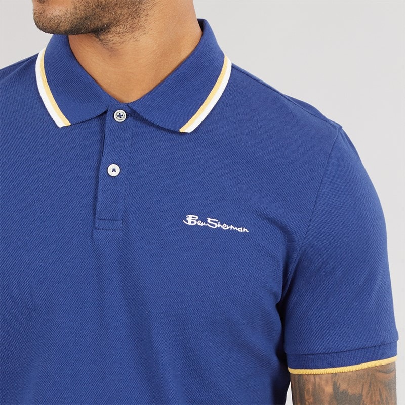 Mens Signature Pique Polo Persian Blue - Image 3