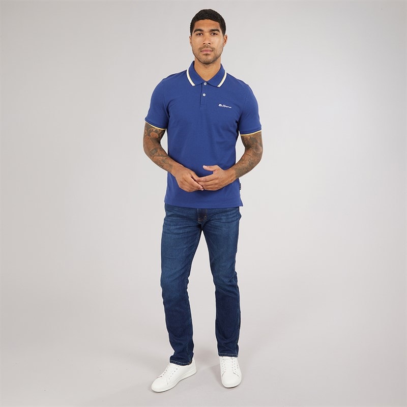 Mens Signature Pique Polo Persian Blue - Image 4