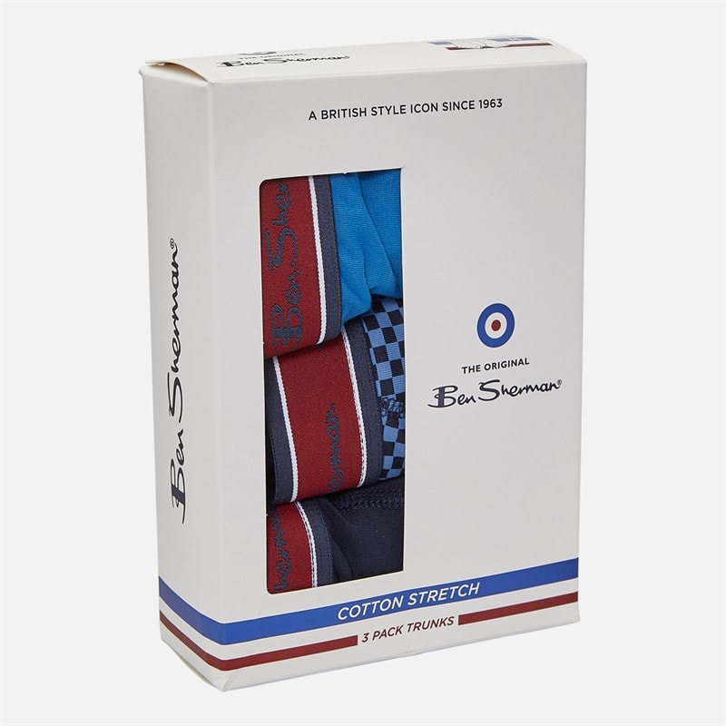 Mens Three Pack Trunks Checker/Plain - Image 5