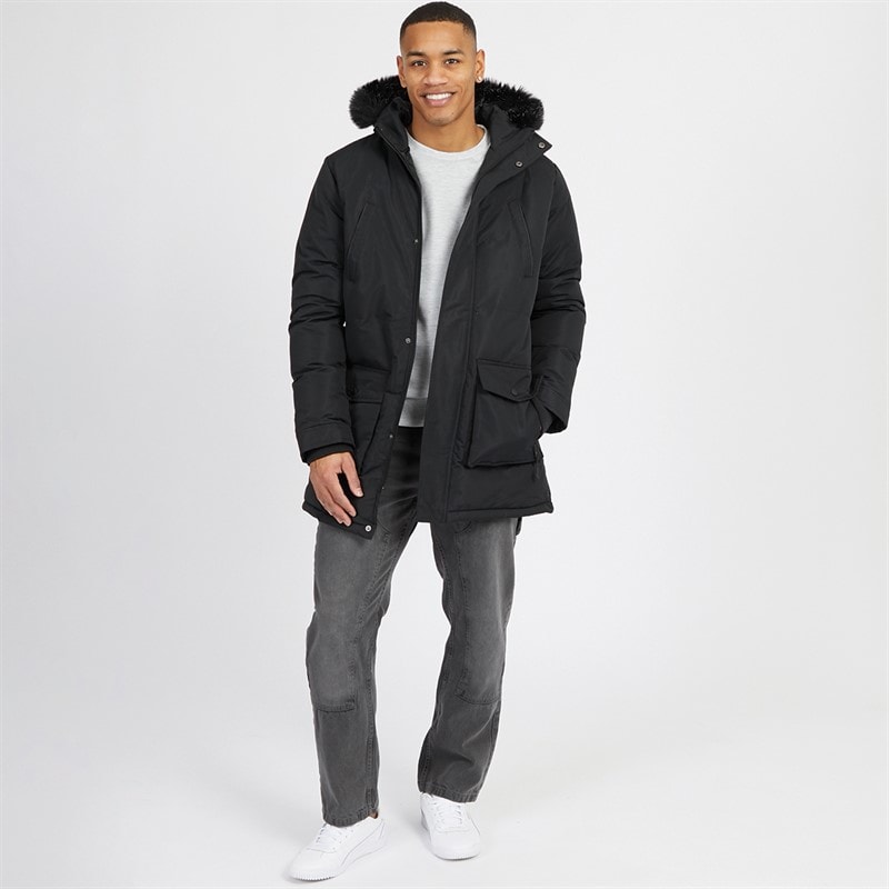 Mens Jethrow Tech Long Length Parka Black - Image 3