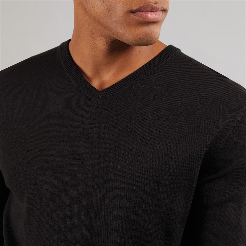 Mens Celestial V Neck Jumper Black - Image 3