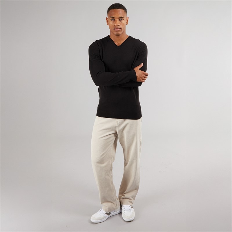 Mens Celestial V Neck Jumper Black - Image 4