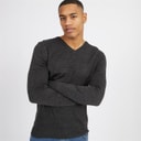 Mens Celestial V Neck Jumper Dark Charcoal Mix