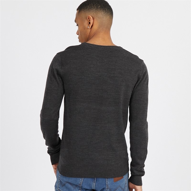 Mens Celestial V Neck Jumper Dark Charcoal Mix - Image 2