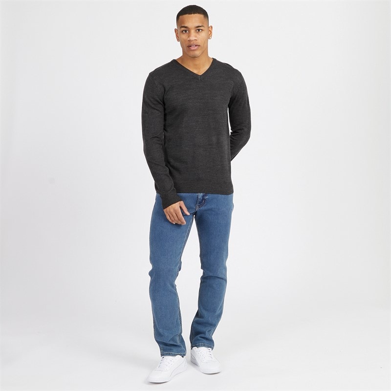 Mens Celestial V Neck Jumper Dark Charcoal Mix - Image 3
